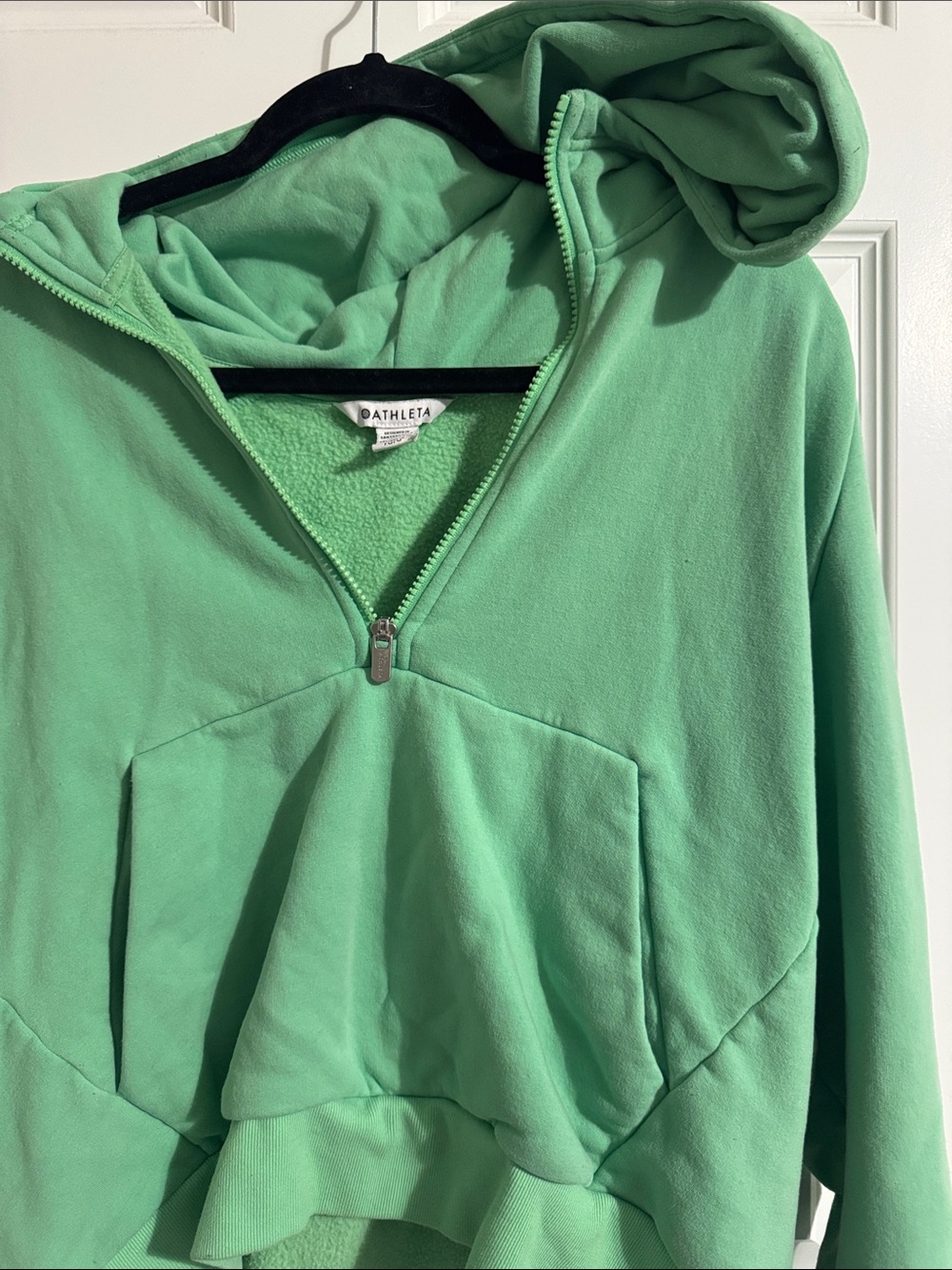 Athleta Mint Green Quarter-Zip Hooded Pullover